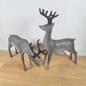 Rustic Gray Deer Figurines Reigndeer Home Decor Primitive